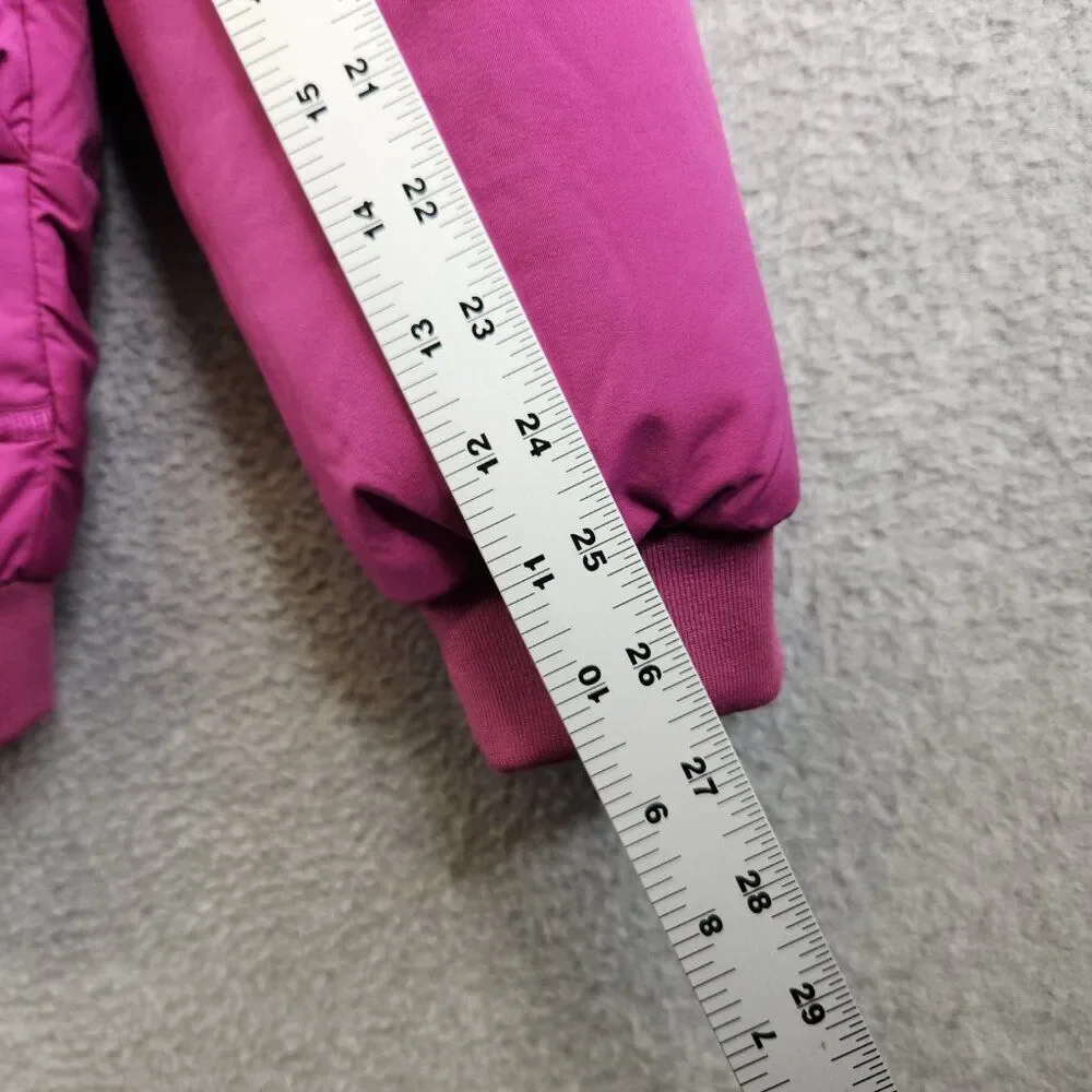 Ivivva Jacket Girls 14 Pink Down Puffer Coat By Lululemon Hide Away Hood Quilted